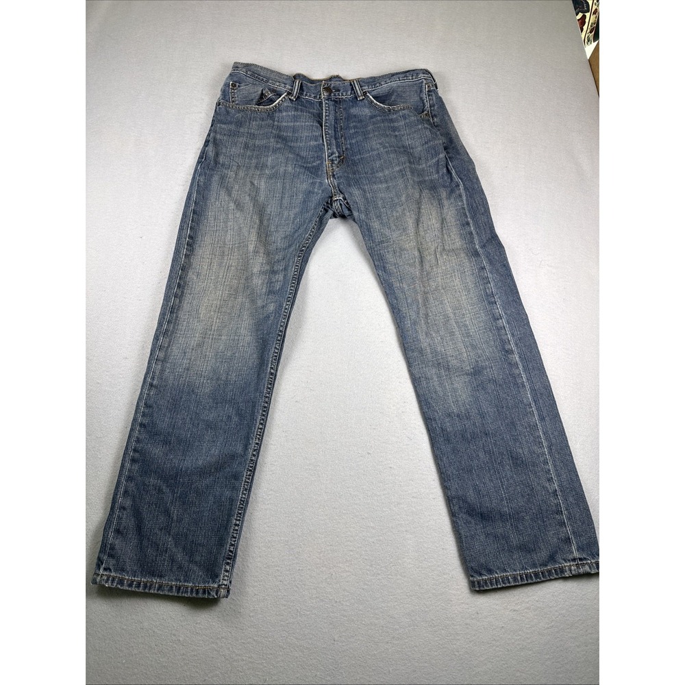 Levis 505 Jeans Mens 36x30 Blue Regular Fit Straight Leg Stretch Denim